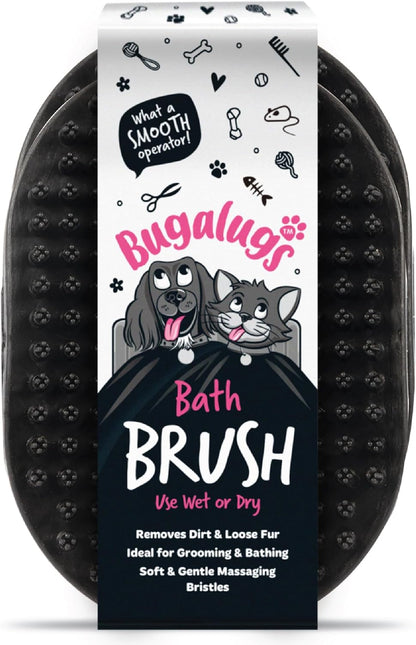 Bugalugs Dog Shampoo Bath Brush & Cat Brush 2 Pack, Use Wet or Dry as Dog Grooming Brush for Grooming & Bathing Use Alongside Our Dog No Rinse Shampoo for Smelly Dogs & Cats (Black (2 Pack))