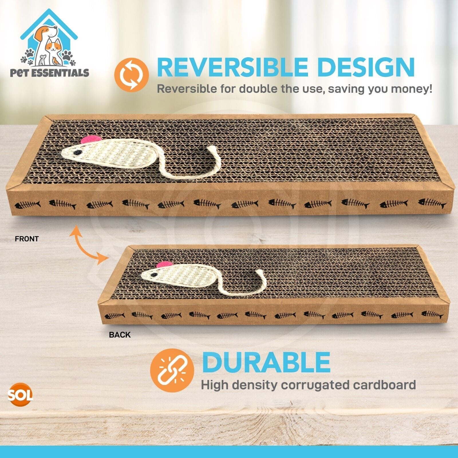 4-24 Cat Scratcher Pads | Kitten Scratching Board Mat Cardboard Bed Pet Play Toy