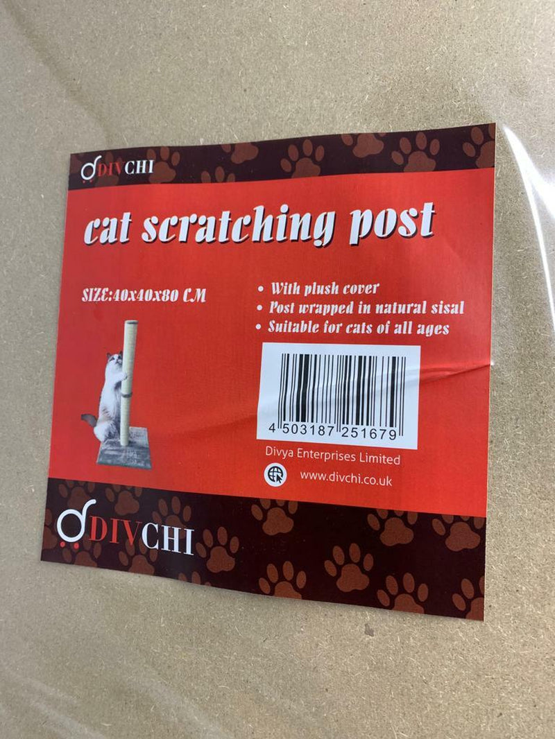 Cat Scratching Post Natural Sisal Pole and Carpet Covered 31 Inch Tall
