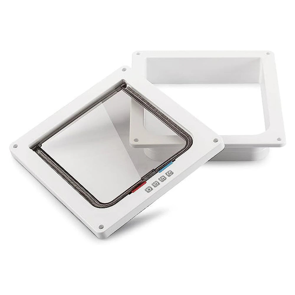 Puppy Kitten Safety In&Out Pet Door with 4 Way Security Lock Dog Cat Kitten Flap Door Transparent Thin Cat Door Safety Pet Door