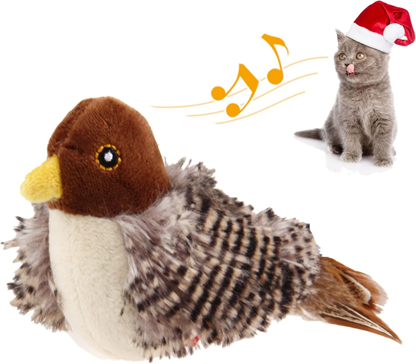 Gigwi Chirping Bird Cat Toys Realistic Bird Plush Toy - Perfect Melody Chaser Cat Toys for Bored Indoor Adult Cats, Best Gift for Birthday, Thanksgiving, Christmas, New Year