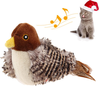 Gigwi Chirping Bird Cat Toys Realistic Bird Plush Toy - Perfect Melody Chaser Cat Toys for Bored Indoor Adult Cats, Best Gift for Birthday, Thanksgiving, Christmas, New Year