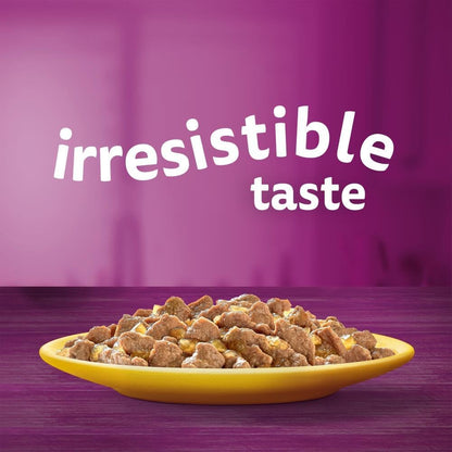 Wishkas  1+ Adult Wet Cat Food Pouches - 40 X 85 G - Poultry Selection - Bulk Cat Food Megapack - 40 Jelly Pouches