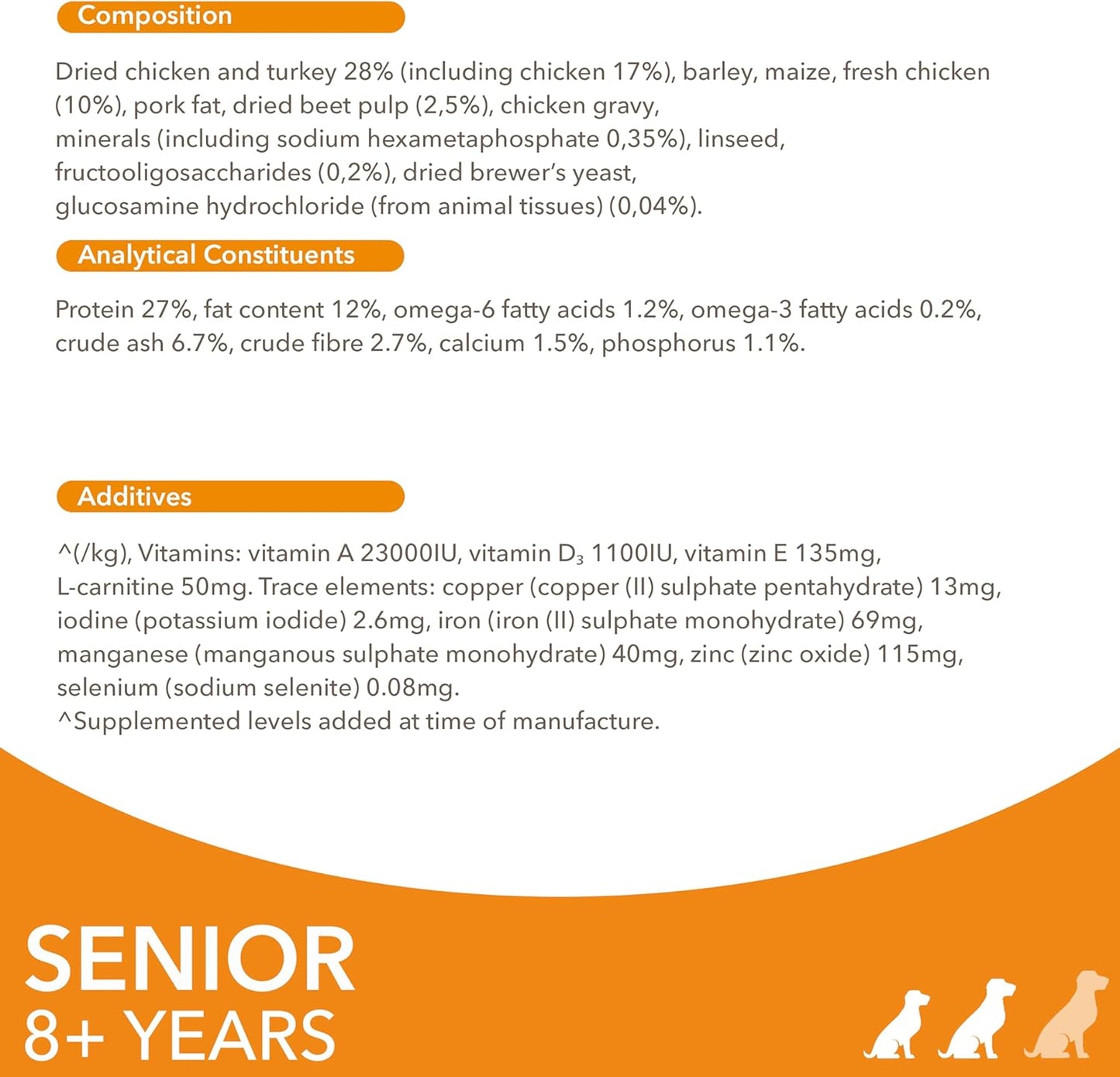 Senior Small Medium Complete Dry Dog Food Chicken 3Kg - with Dentalcare System
