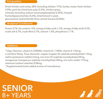 Senior Small Medium Complete Dry Dog Food Chicken 3Kg - with Dentalcare System