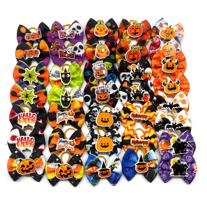 Adorable Halloween Pumpkin Dog Hair Bows - 10/20/30 Pcs Cute Pet Accessories for Small Dogs - Stylish Grooming Supplies