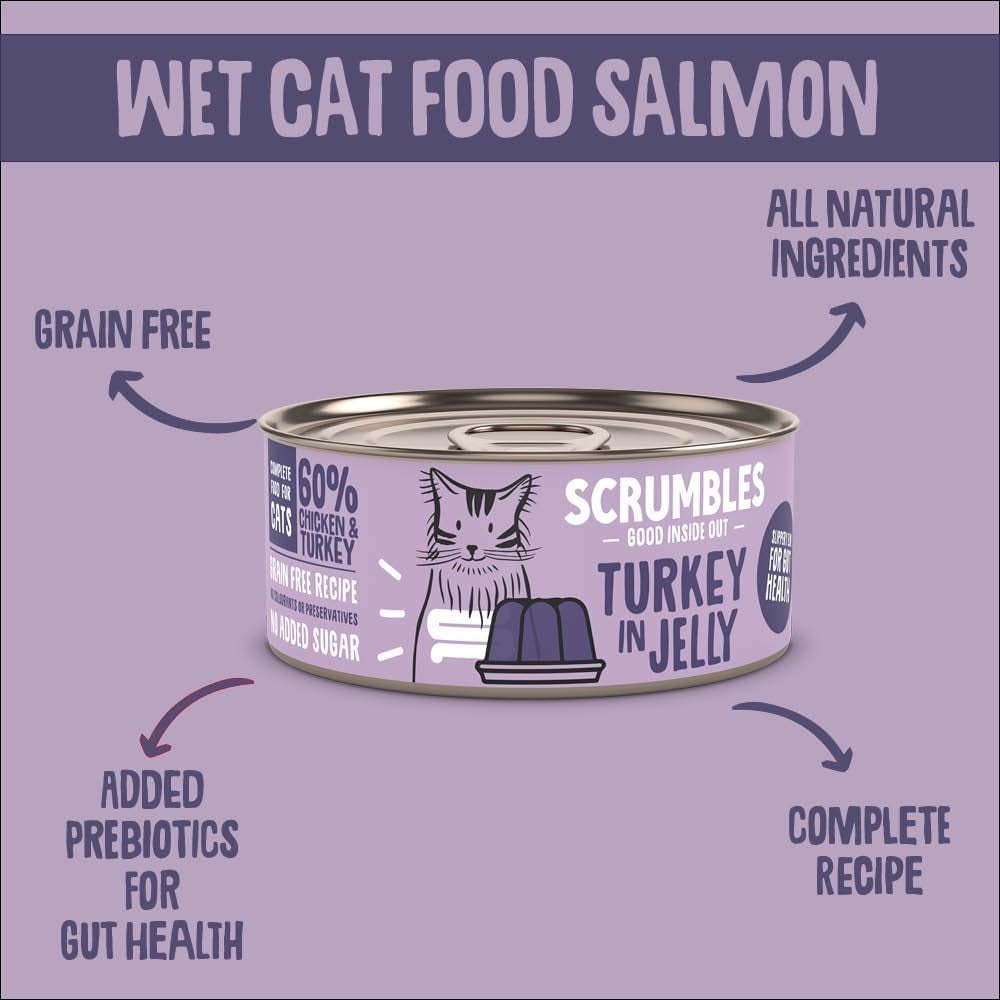 Scrumbles Natural Wet Cat Food, Turkey in Jelly 18X 80G