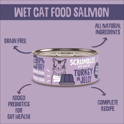 Scrumbles Natural Wet Cat Food, Turkey in Jelly 18X 80G