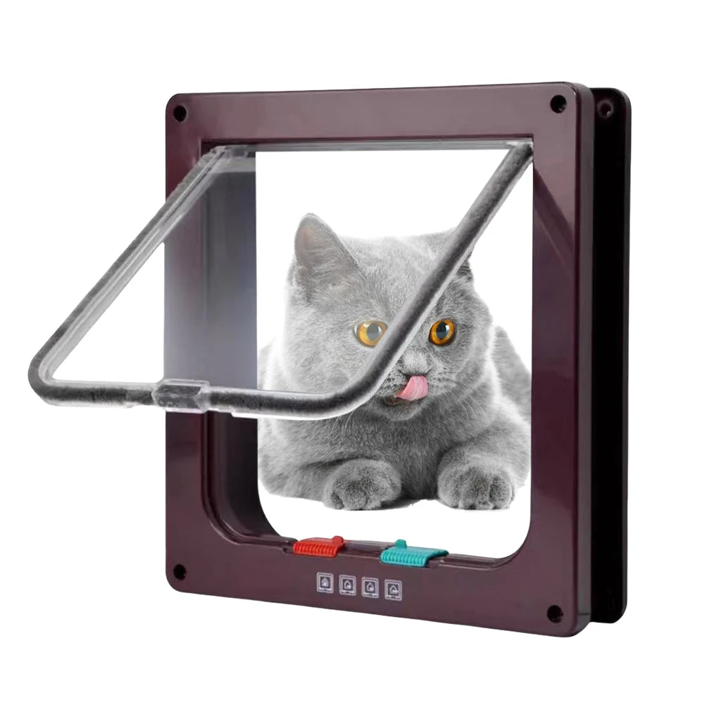 Puppy Kitten Safety In&Out Pet Door with 4 Way Security Lock Dog Cat Kitten Flap Door Transparent Thin Cat Door Safety Pet Door