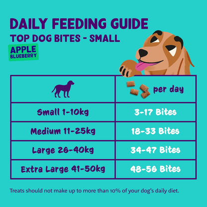 Natural Dog Treats, Apple Top Dog Bites Small, 1 X 50G Bag, Grain Free, Plantbased Dog Treats, Training Treats
