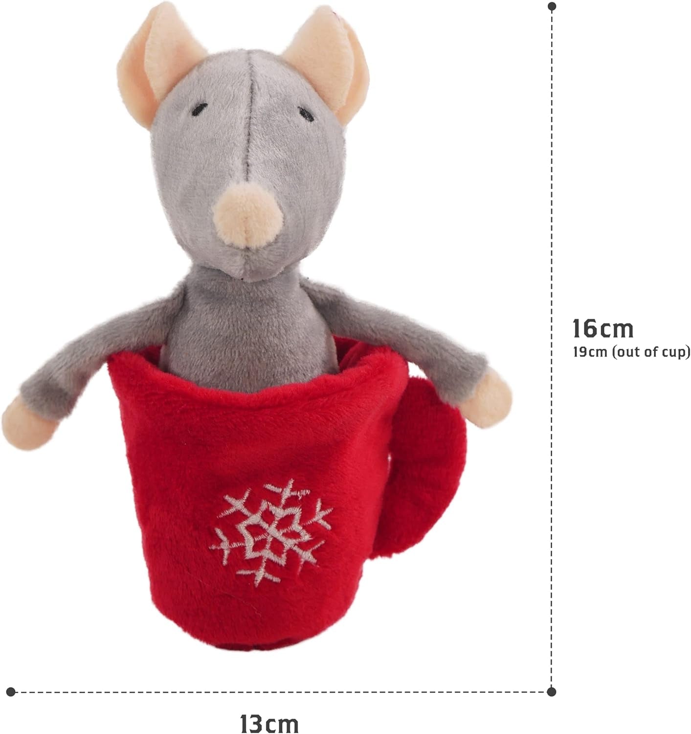 2 in 1 Interactive Cat Toy, Catnip Mouse with Crinkle Teacup Christmas Cat Toy, 17 X 13 X 6Cm