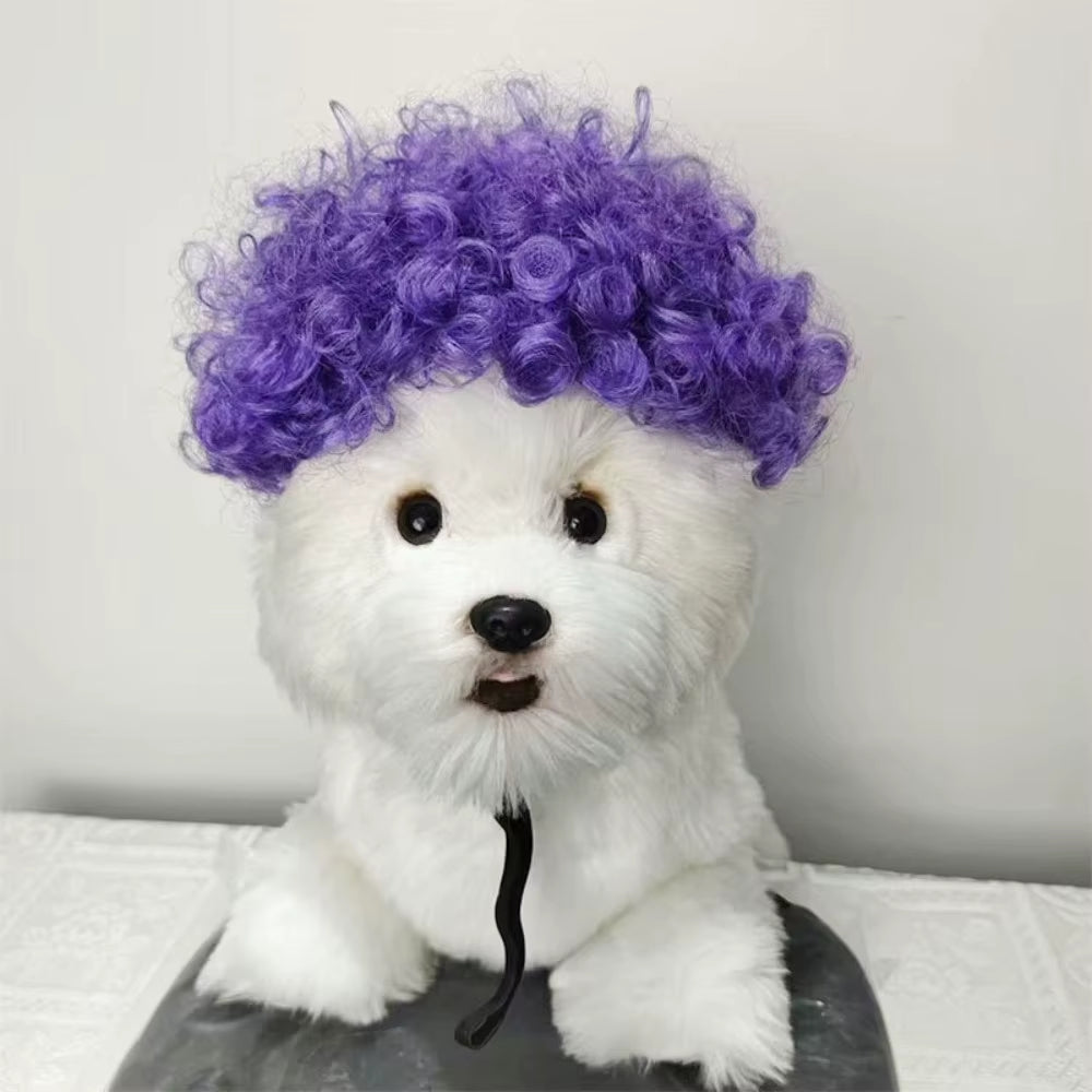 Creative Funny Pet Wig Adjustable Afro Design Dog Wig Elastic Band Design Cat Wig Pet Cosplay Props Photography Prank Gifts