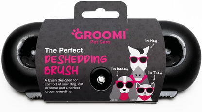 Groomi Deshedding & ng Brush for Dogs, Cats, Horses & Rabbits - Gentle & Effective Pet ng Tool, Wide Shallow Comb, Smooth Groomer for Cats, Dogs and Horses, ng Comb - Pink