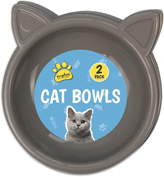 Cat Bowls - Twin Pack Cat Feeding Bowls - Food and Water Bowls for Cats - Assorted Colours