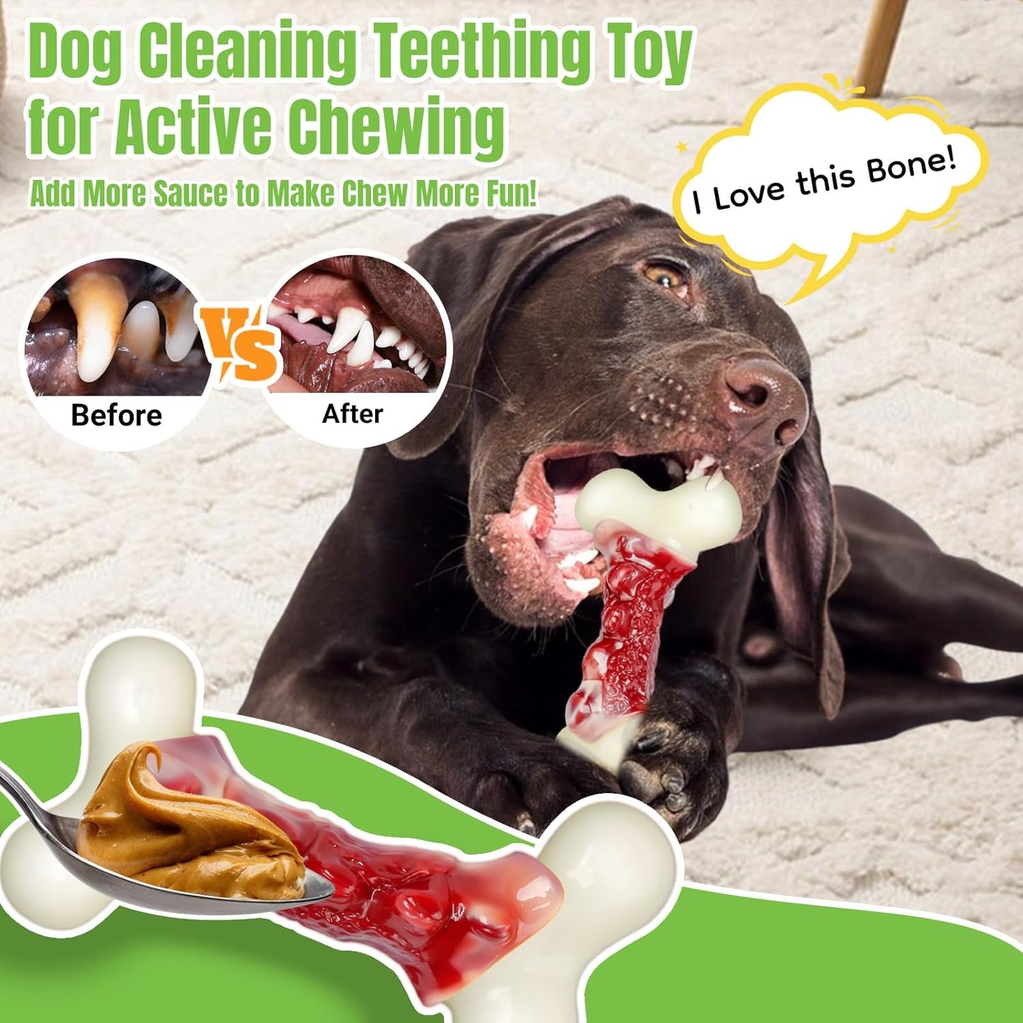 Dog Toys for Aggressive Chewers, Indestructible Dog Toys for Large Dogs, Real Bacon Flavored, Dog Bones for Medium/Large Breed Dogs, Dog Chew Toys to Keep Them Busy