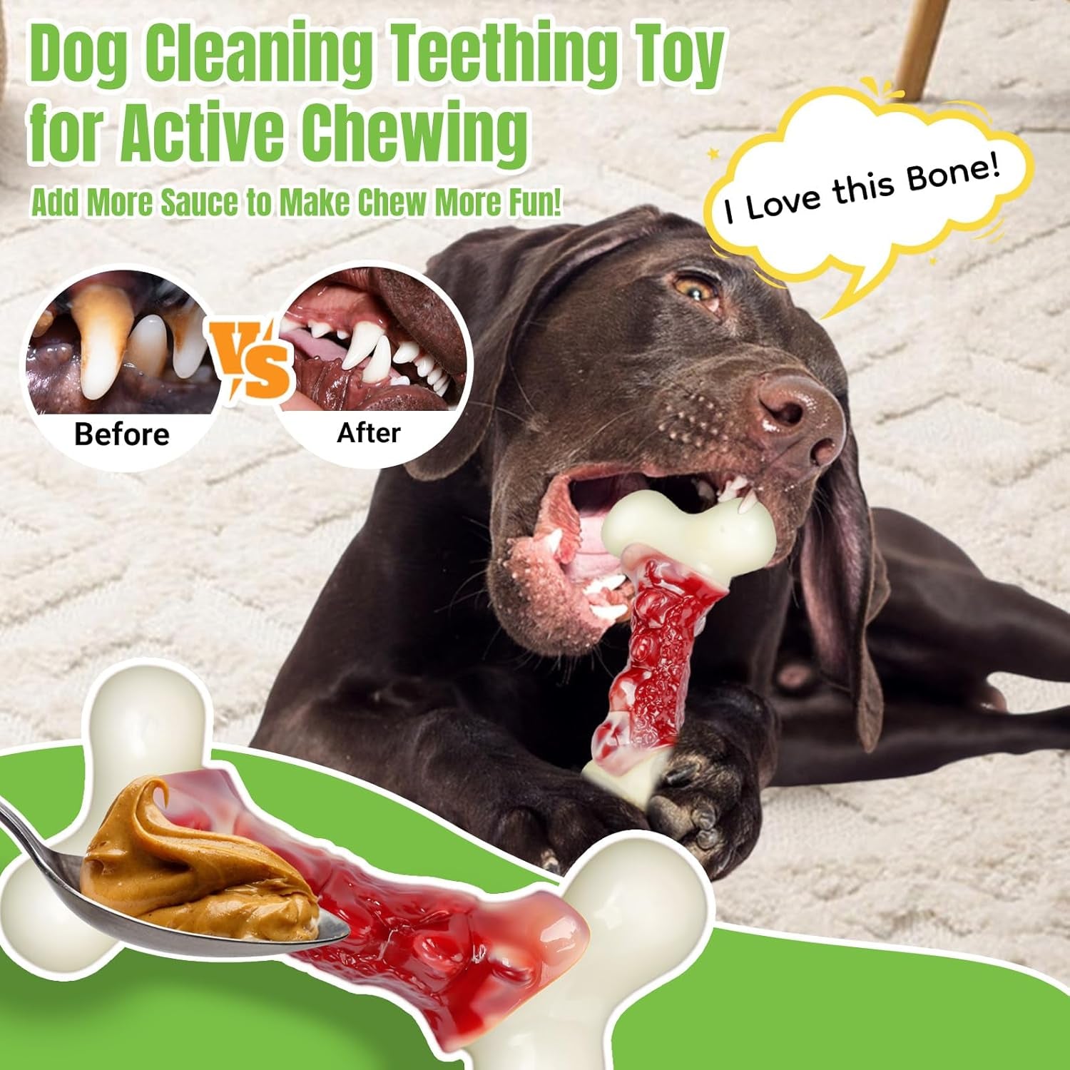 Dog Toys for Aggressive Chewers, Indestructible Dog Toys for Large Dogs, Real Bacon Flavored, Dog Bones for Medium/Large Breed Dogs, Dog Chew Toys to Keep Them Busy