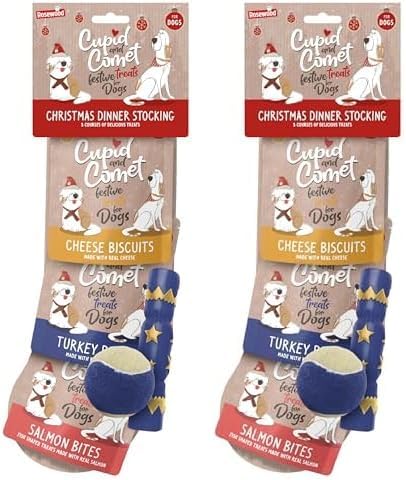 Cupid & Comet Christmas Dinner & Toys Stocking Gift, Dog Treats (Pack of 2)