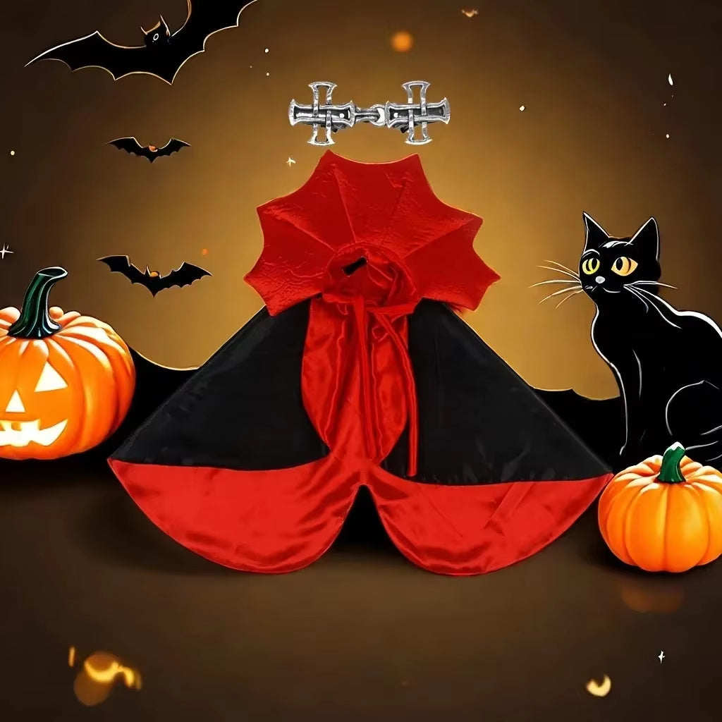 Spooky Halloween Vampire Couture for Cats Perfect Parties and Festivals Halloween Cloak Hat Festival Set Dress up Pet Clothes
