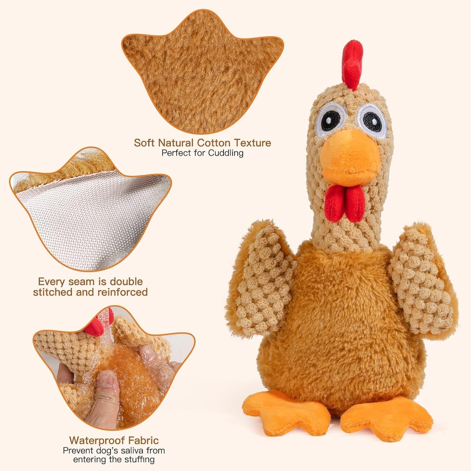 Christmas Squeaky Dog Toy - Small to Large, Interactive Turkey & Plush Chicken, Durable Chew Toy for Boredom, Thanksgiving & Xmas Gifts