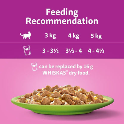 1 plus Whiskas Adult Mixed Selection in Jelly 84 Pouches, Adult Wet Cat Food, Megapack (84 X 85 G)
