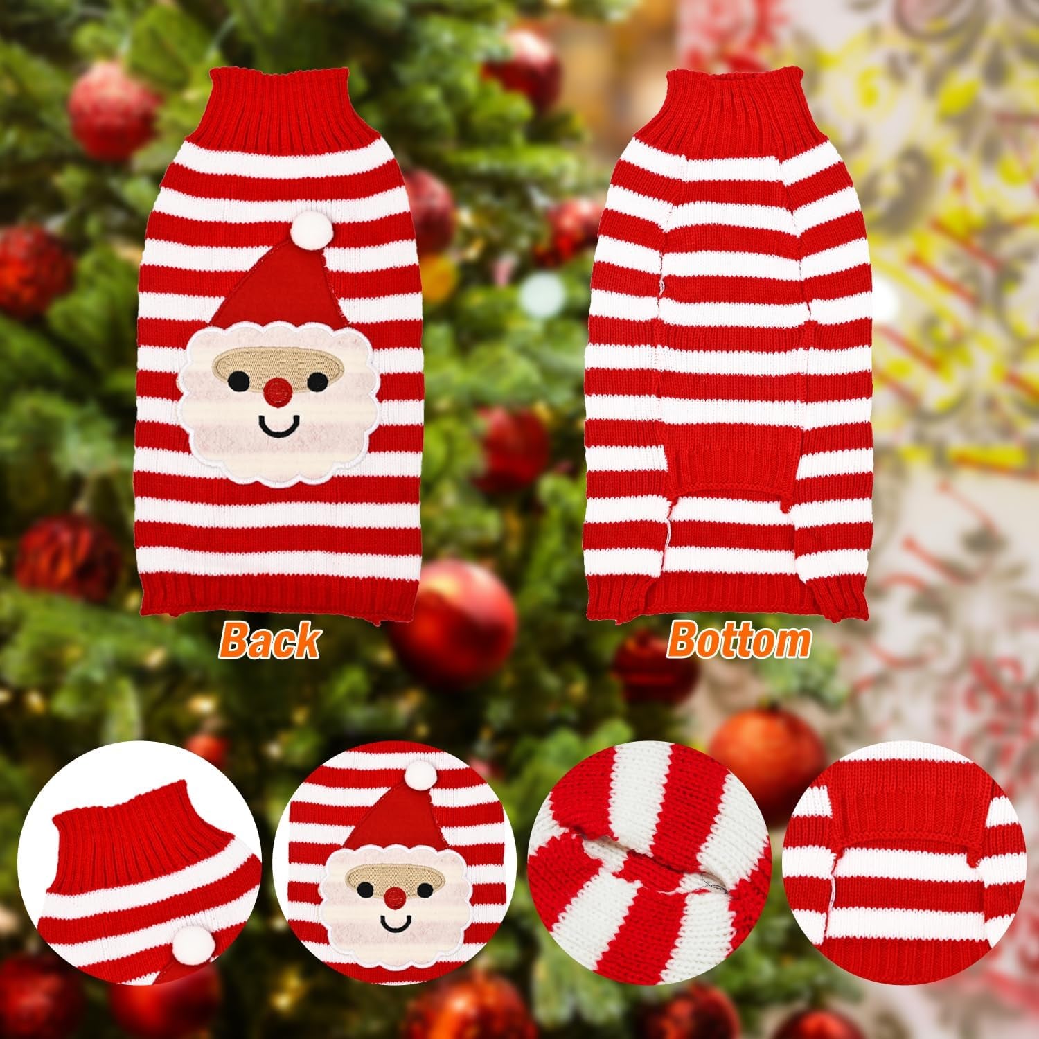 Christmas Dog Sweater Holiday Knitwear Warm Pet Clothes for Medium Large Dogs and Cats(L-1Pc)