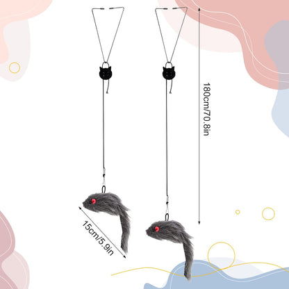 2 Packs Door Hanging Cat Toys - Interactive Mice Chasing Exercise Toys for Indoor Kitten