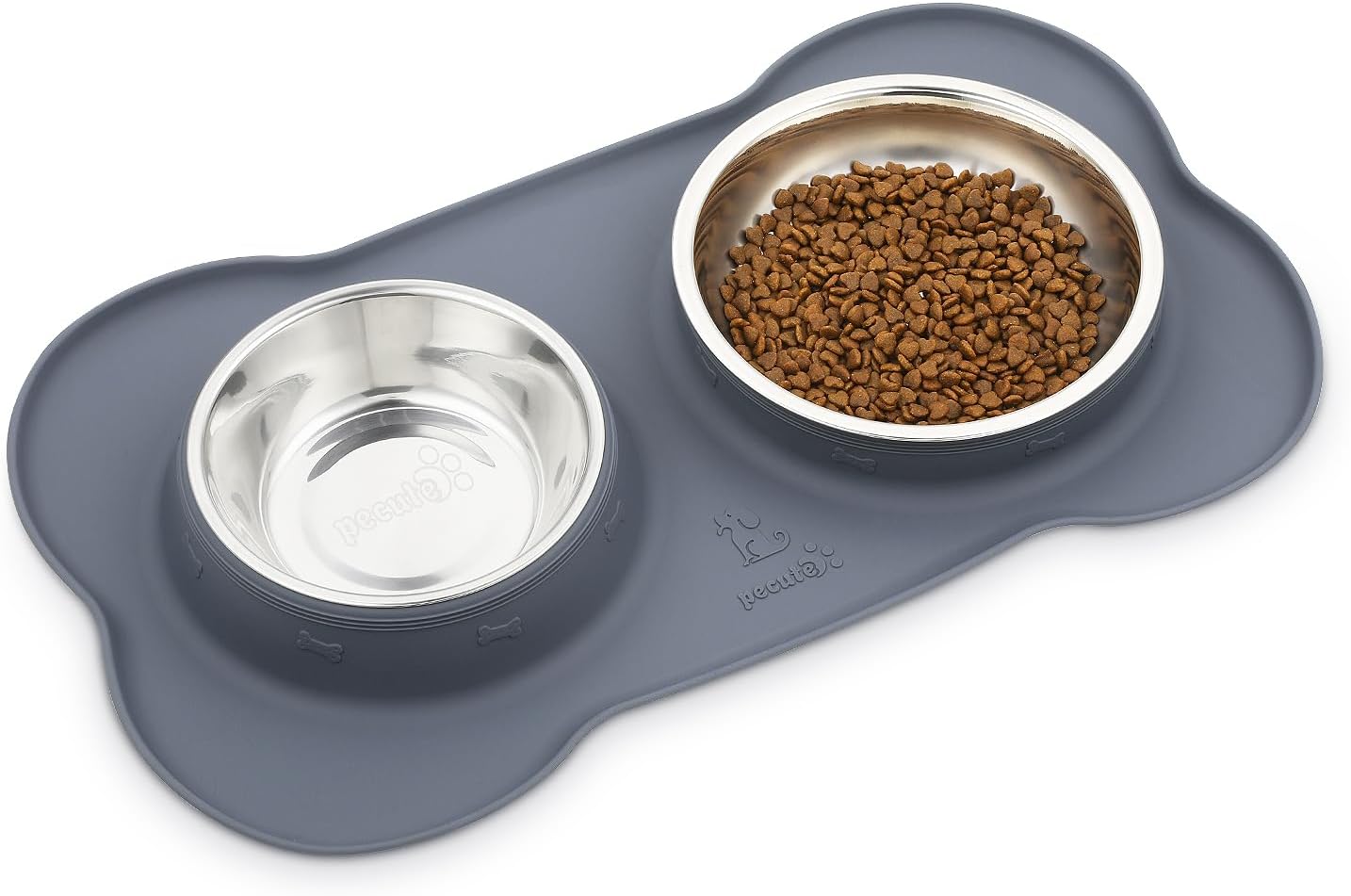 Dog Bowls Non-Slip, Stainless Steel Double Bowls Set with Non-Spill Silicone Mats Tray for Cats Puppies Water Food Feeding