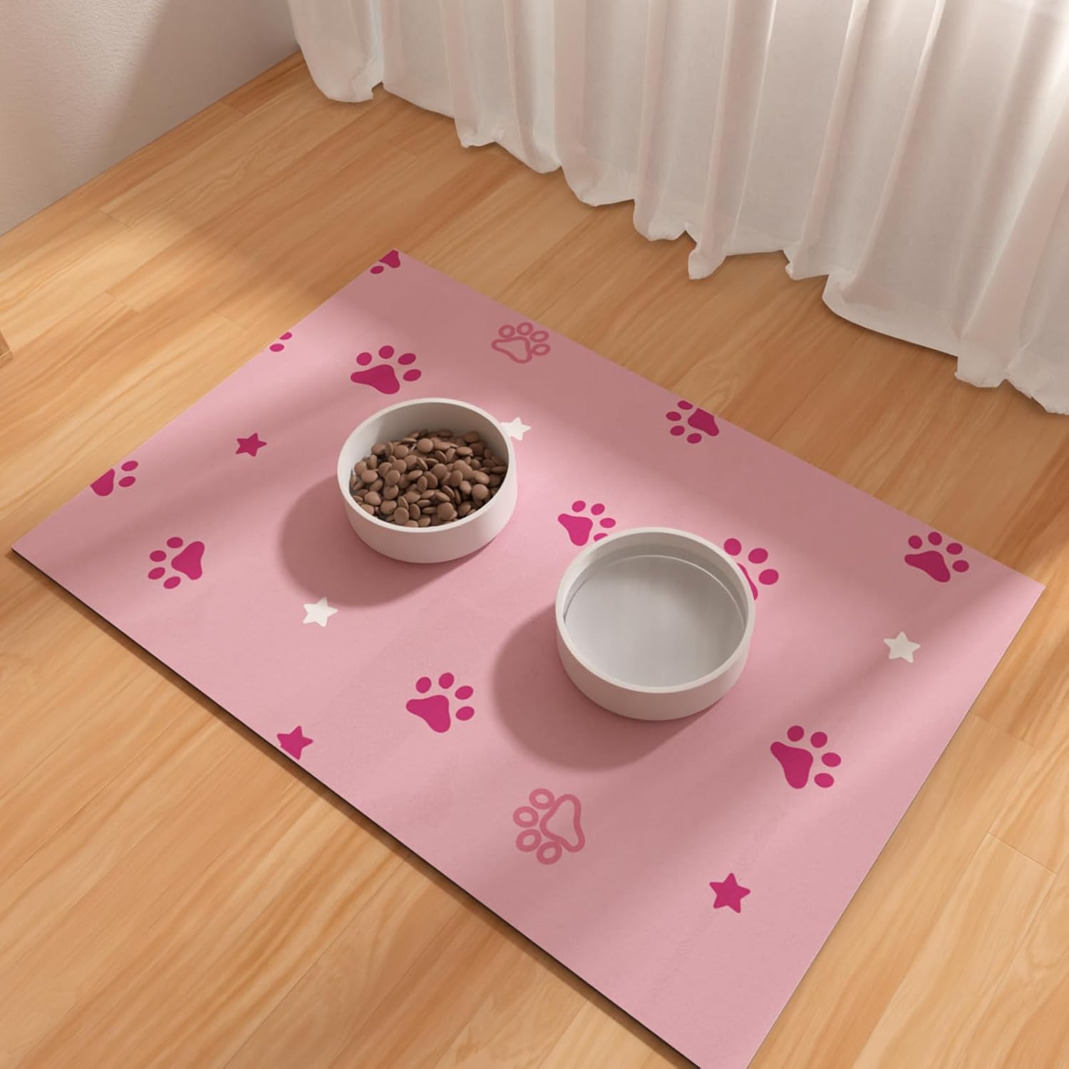 Dog Feeding Mat 30X50Cm, Absorbent Mat for Dog Water Bowl, Rubber Pet Food Mat, Pet Food Mats for Floor Waterproof, Pet Placemats for Food and Water, Cat Feeding Mat, Blue