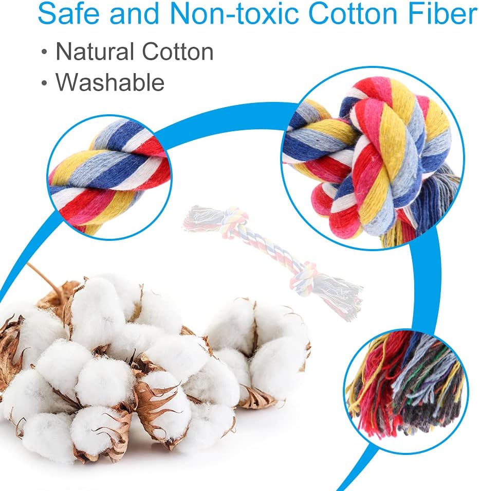 Dog Chew Toys for Aggressive Chewers, 8 Pack Interactive Rope Toys, Washable Cotton, Teething Toys for Puppies, Small and Medium Dogs
