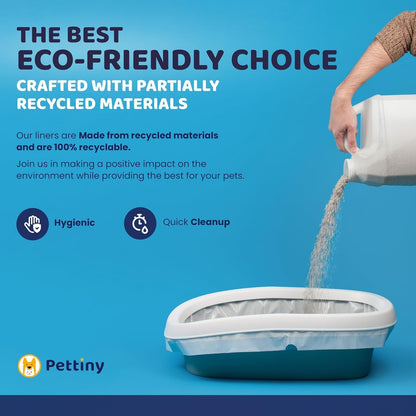 Pettiny 20 Cat Litter Tray Liners with Drawstrings Scratch Resistant Bags for Medium and Large Litter Box