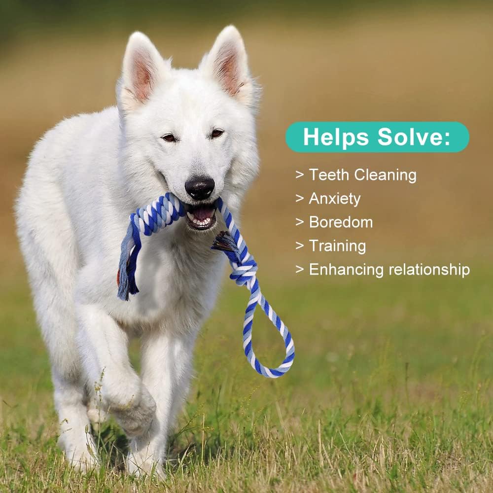 Dog Chew Toys for Aggressive Chewers, 8 Pack Interactive Rope Toys, Washable Cotton, Teething Toys for Puppies, Small and Medium Dogs