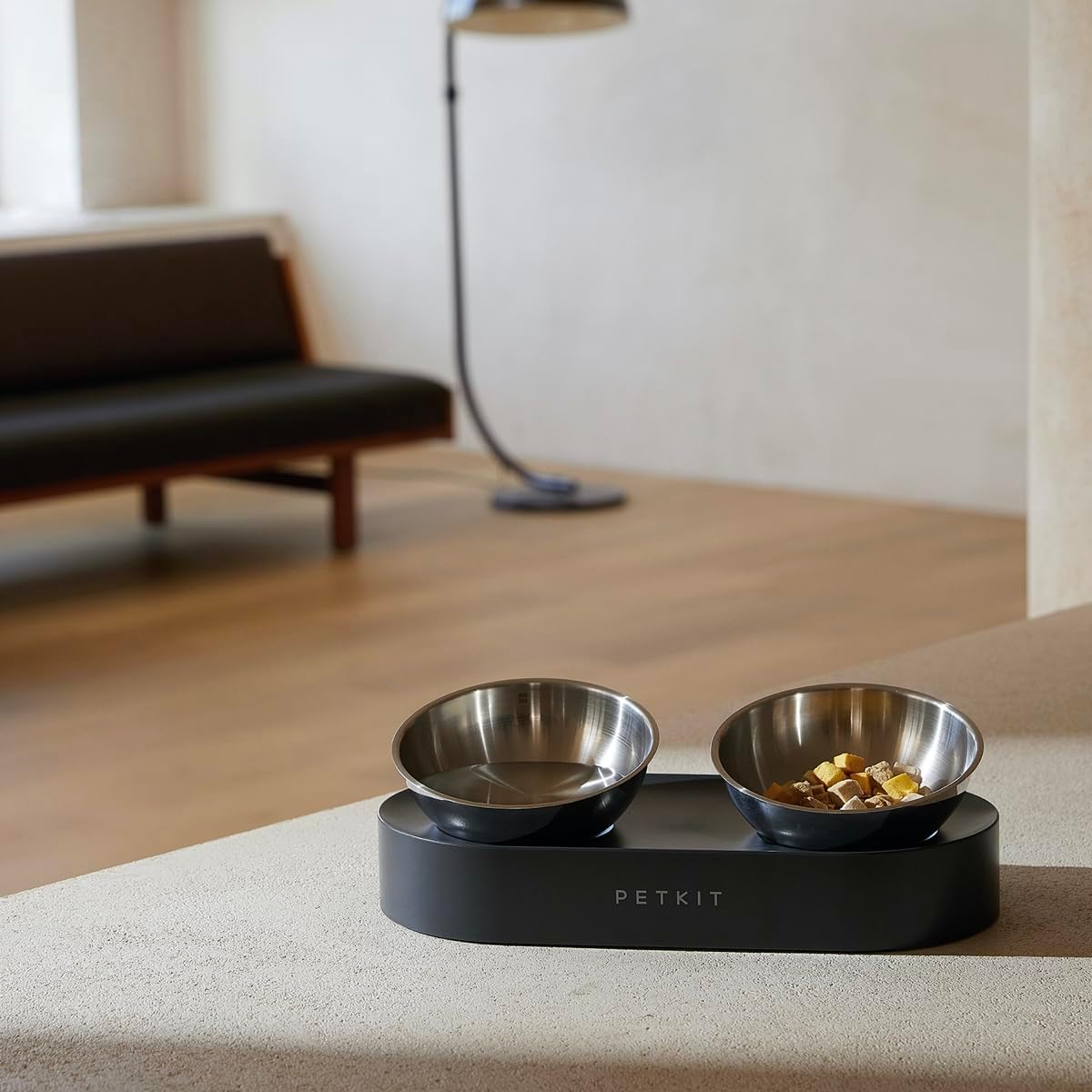 Cat Bowls with Stand Tilted, 0 &15° Stainless Steel Elevated Cat Feeding Bowls for Cats and Small Dogs, Raised Cat Food and Water Bowls, Stress Free, Food Grade Material, anti Slip None Spill