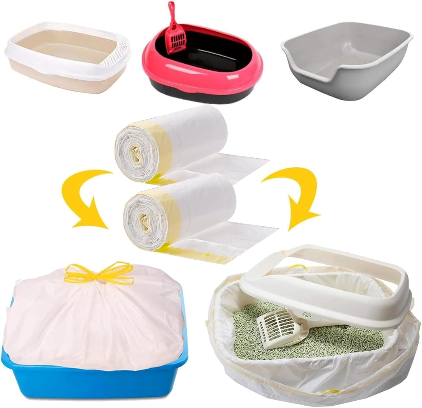 20 Pcs Cat Litter Tray Liners, 94X45Cm Litter Tray Liners, Cat Litter Liners, Tear-Resistant Cat Litter Bags, Cat Tray Liners, Large Cat Litter Tray Liners for Medium and Large Litter Box