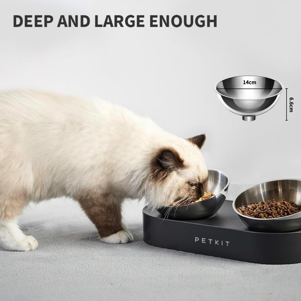 Cat Bowls with Stand Tilted, 0 &15° Stainless Steel Elevated Cat Feeding Bowls for Cats and Small Dogs, Raised Cat Food and Water Bowls, Stress Free, Food Grade Material, anti Slip None Spill