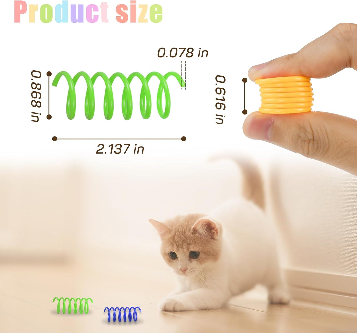 Cat Spiral Spring, 12 Pc Cat Creative Toy to Kill Time and Keep Fit Interactive Cat Toy Sturdy Heavy Plastic Spring Colorful Springs Cat Toy for Swatting, Biting, Hunting Kitten Toys