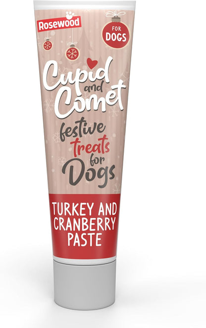 Cupid & Comet Christmas Lickmat for Dogs with Turkey & Cranberry Paste, Enrichment Dog Toy & Treat, 75G - Festive, Tasty Dog Snacks