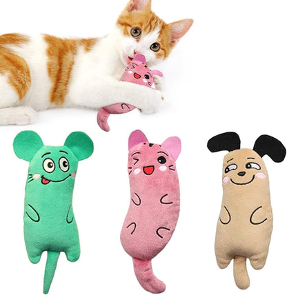 Catnip Toys, 3 Pack Interactive Teeth Cleaning Plush Toys for Indoor Cats and Kittens - Scratch Chewing Teeth Grinding Catnip Pillow