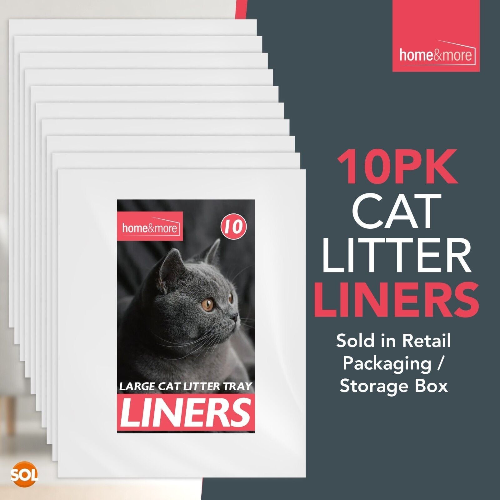 Extra Large Cat Litter Tray Liners 56X70Cm Bags Pack Kitten Hygienic Disposable