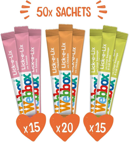 Webbox Lick-E-Lix Cat Treats Variety Mega Pack - Kitten Friendly, Grain