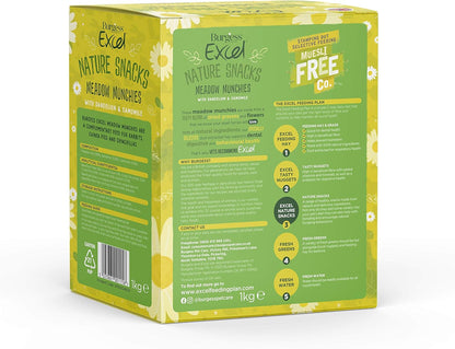 Excel Meadow Munchies for Rabbits, Guinea Pigs and Chinchillas, 1 Kg (Pack of 1)
