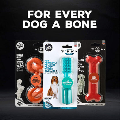 Tastybone Triobone Nylon Dog Chew Toy for Large Dogs (Beef) - Indestructible for Aggressive Chewers, Everlasting Flavour, Strong Healthy Teeth, Made in the UK