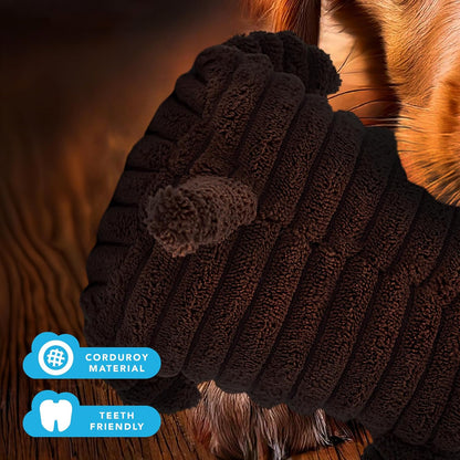 Brown Monkey Plush Dog Toy with Squeaker – Soft, Ribbed Fabric for Chewing and Interactive Play. a Great Choice for Small, Medium, or Large Dogs Playtime with Squeaky Toys