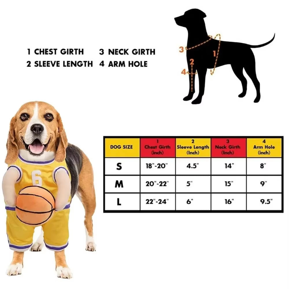 Cute Dog Basketball Costume Halloween Cosplay S/M/L Pet Decoration Clothes Holding Ball Breathable Puppy Player Costume Funny