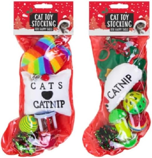 2Pk Christmas Cat Stocking Kitten Toy Pet Gift Present Games Toy Prefilled Treats/Toys