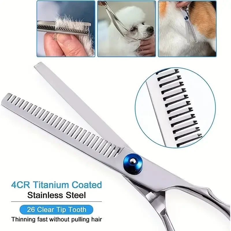 Safe and Precise Professional Pet Grooming Scissors with round Head - Stainless Steel Dog Hair Shears for Effortless Trimming