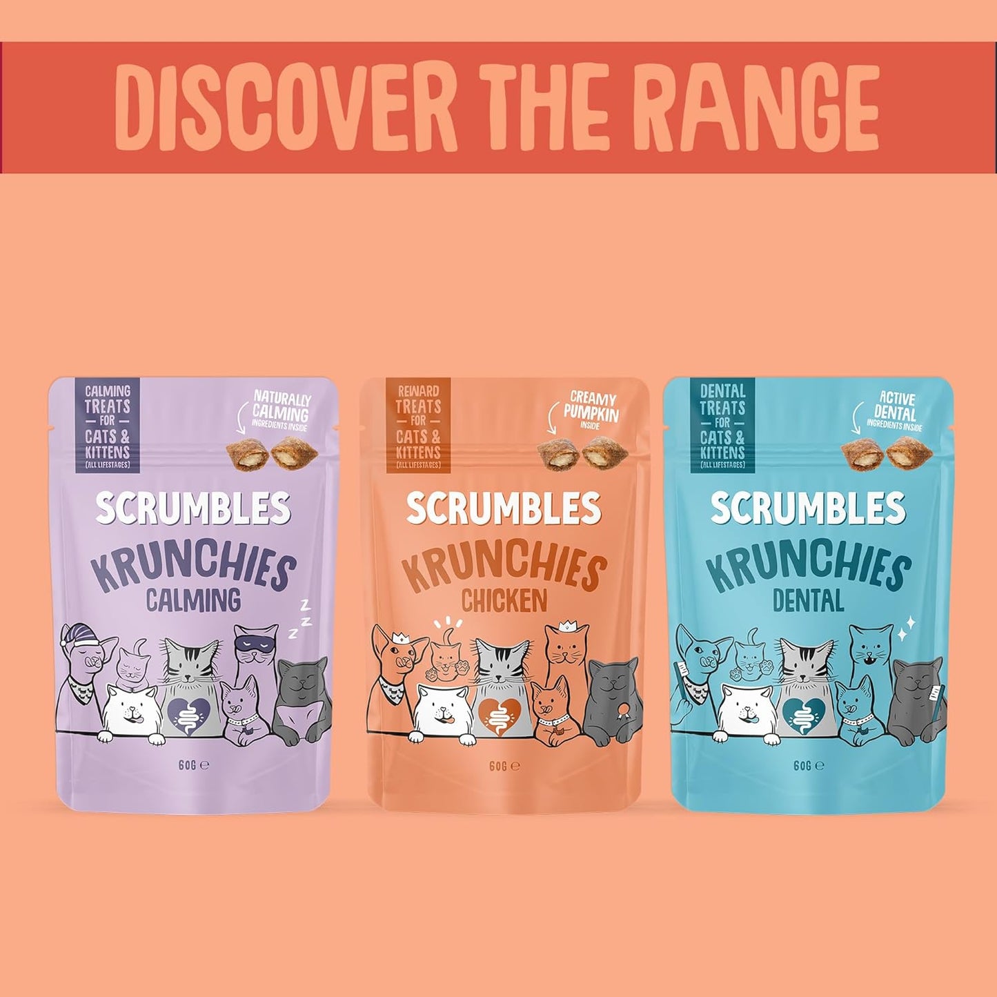 Scrumbles Chicken Krunchies, Pillow Cat Treats, 60G