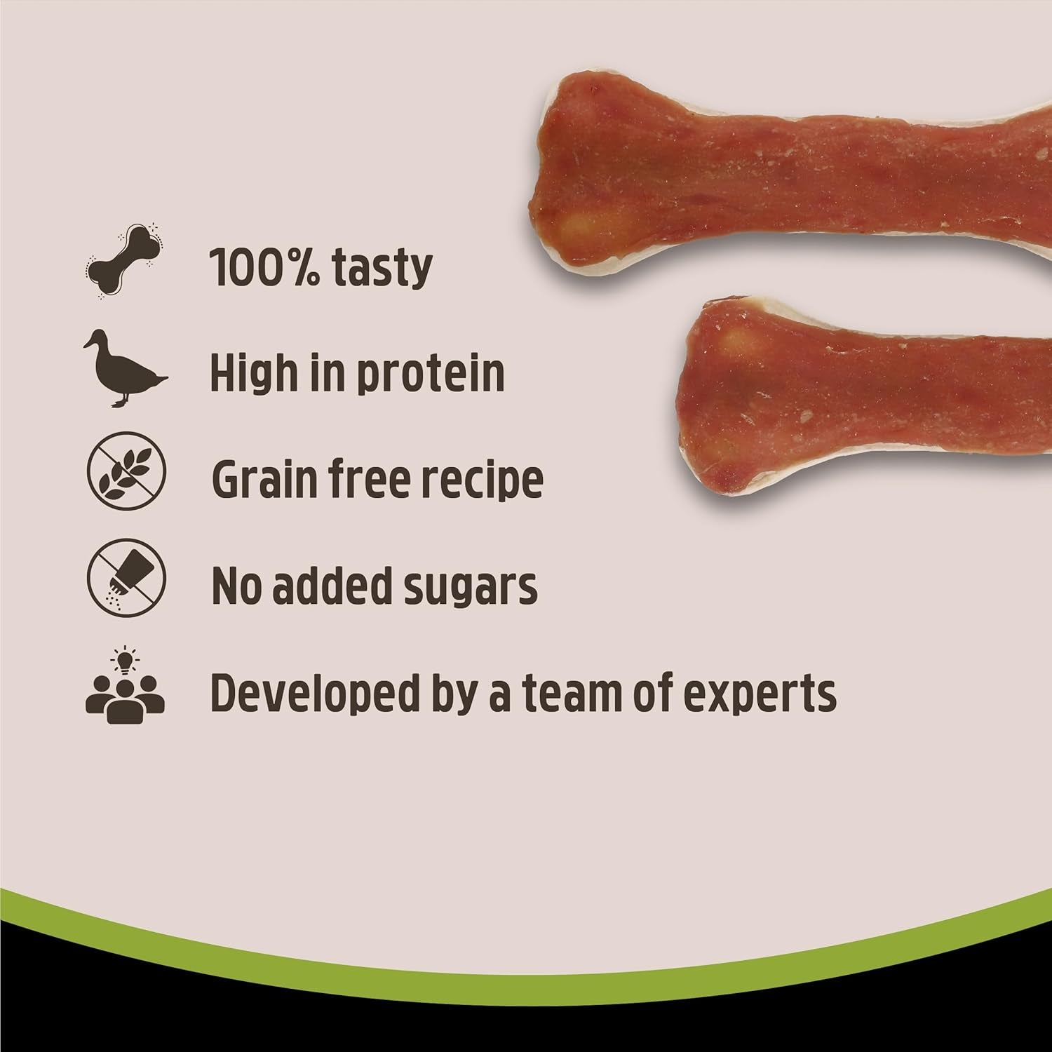 Medium Chewy Bones for Dogs - Made with Duck, Grain Free Chews, High Protein Dog Treats, by Pets Unlimited (2Pc, 80G)