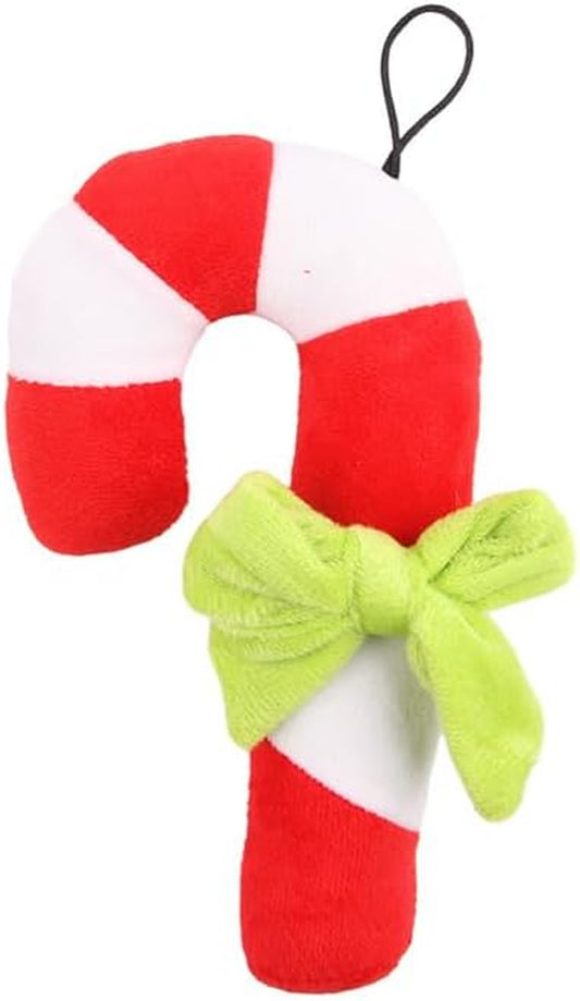 Christmas Dog Chew Toys Pet Interactive Squeak Toys Puppy Plush Toys Christmas Candy Cane Toy for Dog Chew Training Christmas Pet Gifts