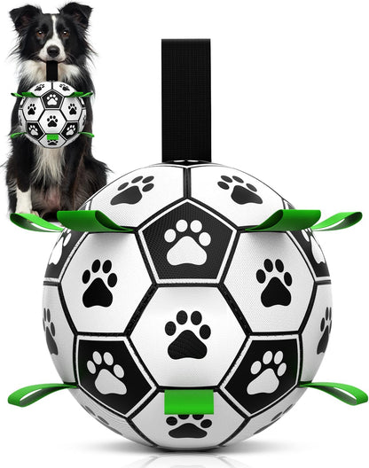 Interactive Dog Football Toys with Webbing, Durable Dog Water Balls for Small Medium Breed, Indoor & Outdoor (5 Inch)