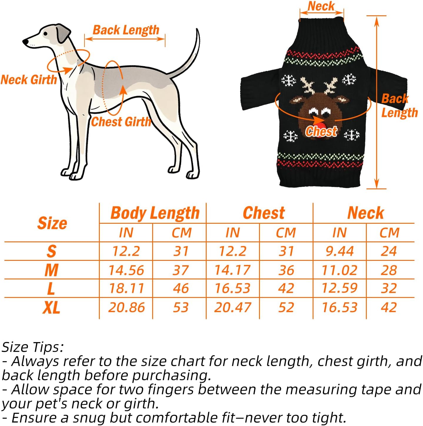 Christmas Dog Sweater Reindeer Holiday Knitwear Warm Pet Clothes for Medium Large Dogs and Cats(M-1Pc)